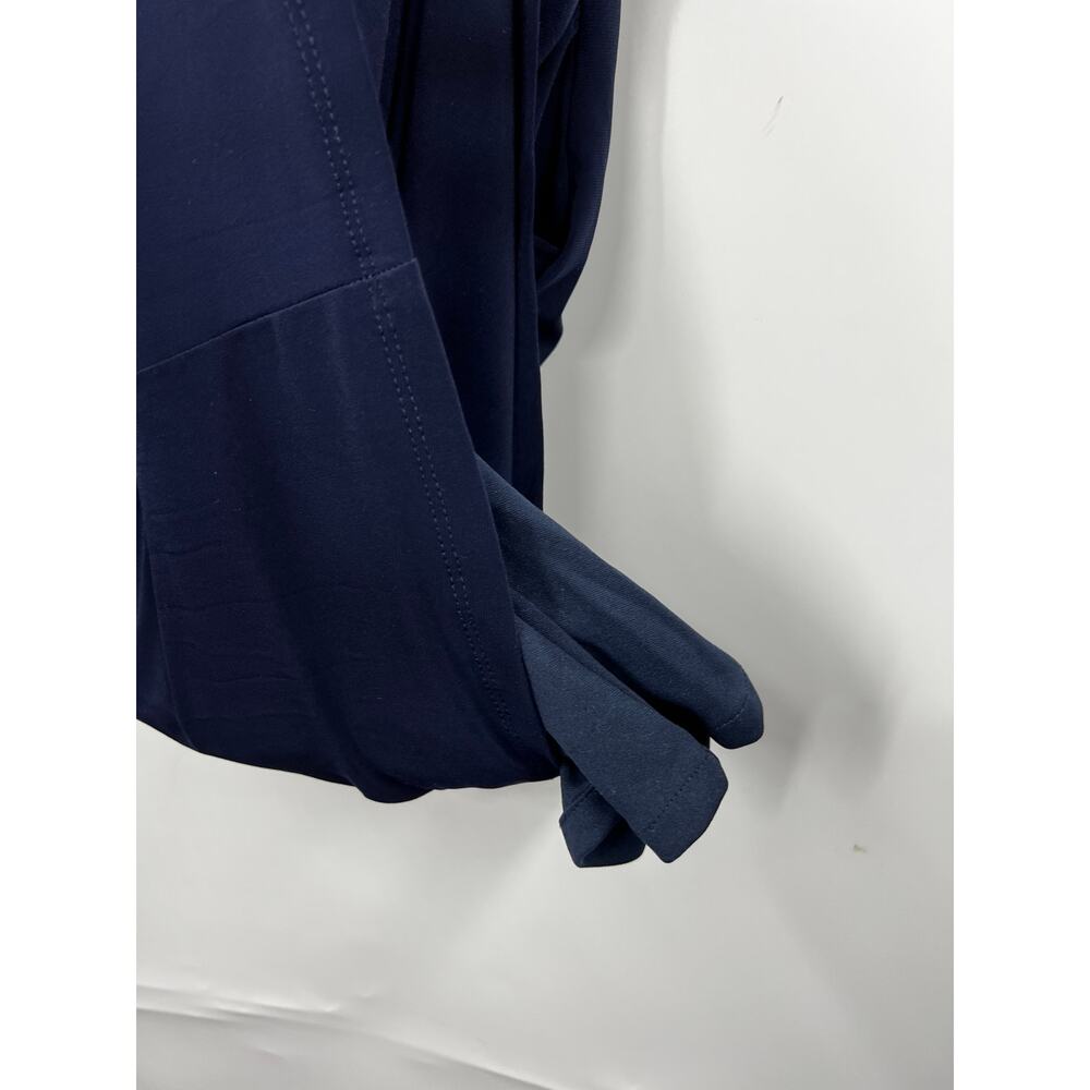 Marina Navy Blue Sleeveless Square Scoop Neck Draped Jersey Mini Dress Size L - Picture 4 of 7